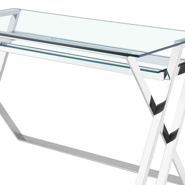 120×60 X-Design Glas Schreibtisch Mit Ablageboden – Jesafina 4