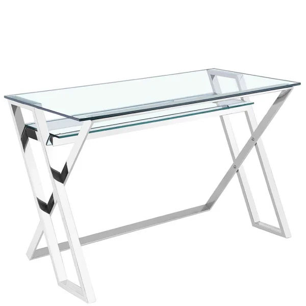 120×60 X-Design Glas Schreibtisch Mit Ablageboden – Jesafina 1