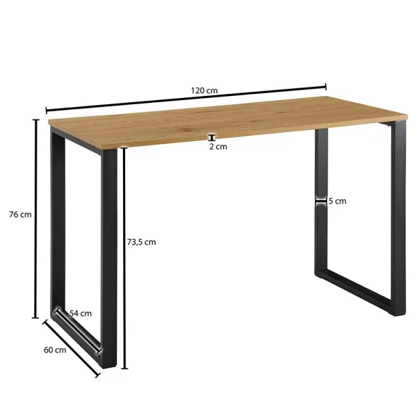 120x76x60 Schreibtisch In Eiche & Schwarz – Tiorondo 7