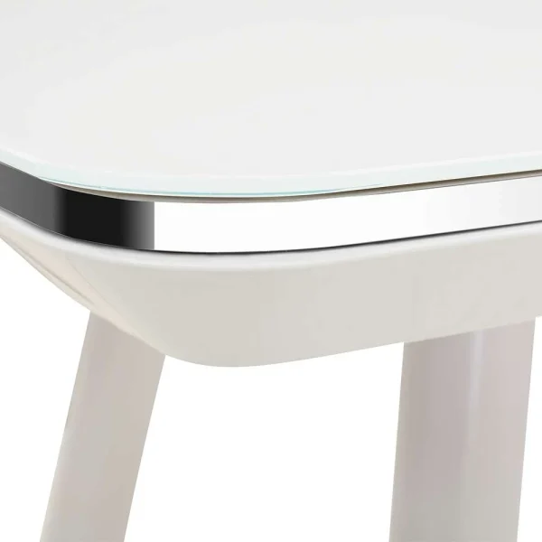 Designer Schreibtisch Aus Weißglas Mit Chrom – Citowas 4